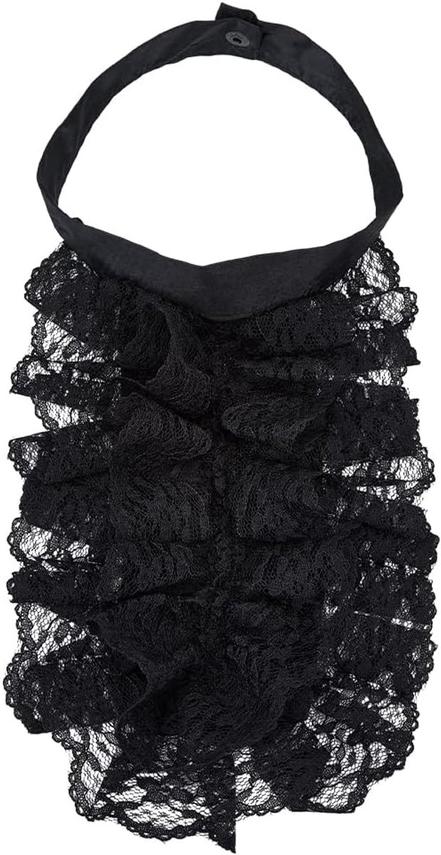 Kraag met ruches kraag van zwart koloniaal kant ruches kraag Victoriaanse chiffon steampunk bloemenruches kraag voor kostuum