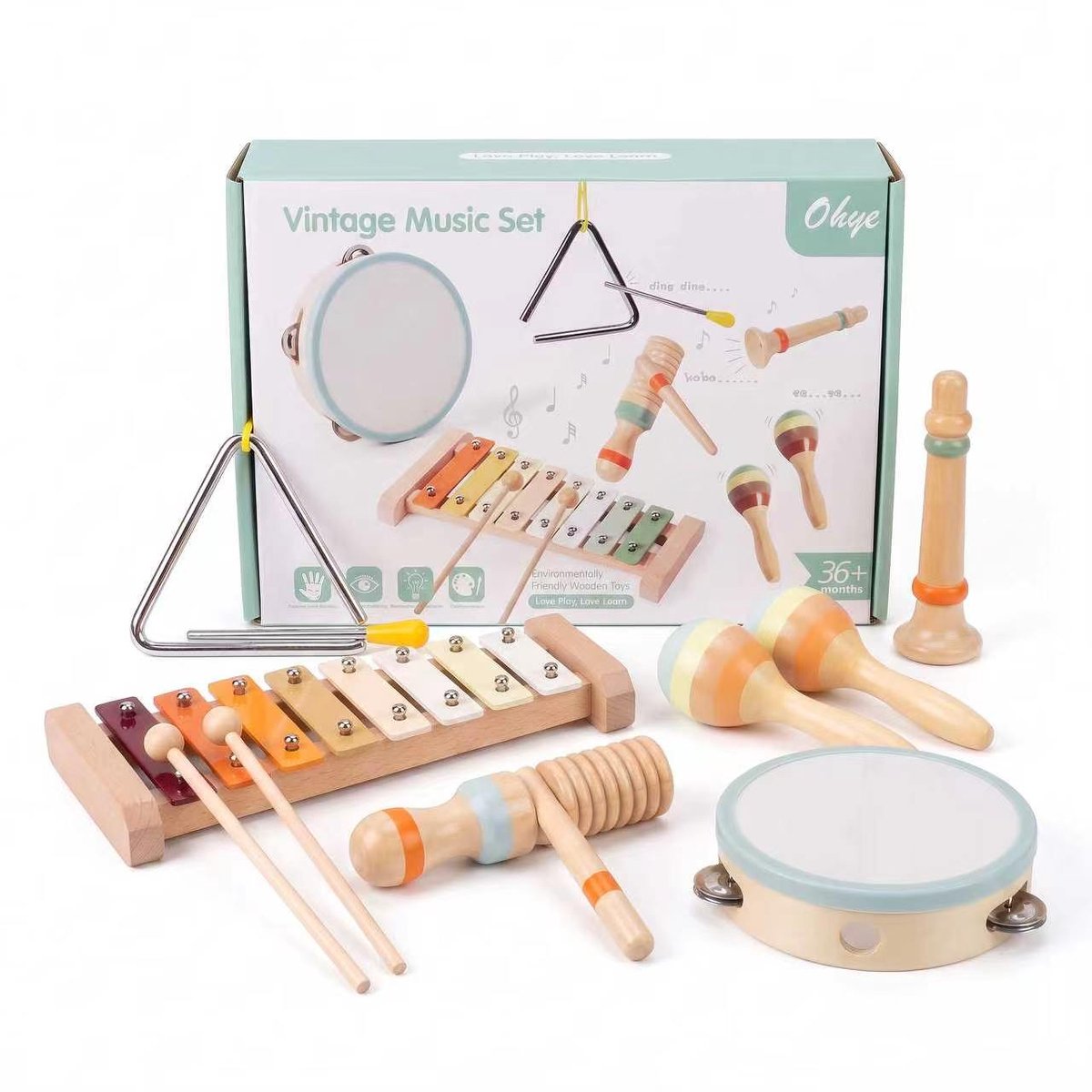 Russle Houten Muziekset Montessori Blauw