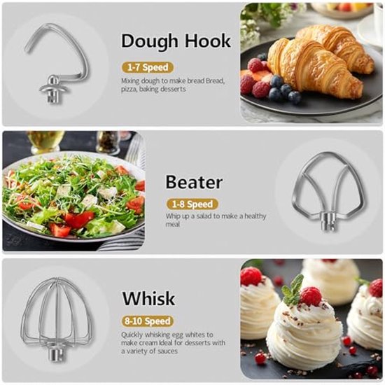 Keuken Mixer met RVS Kom en 10-Way Tilting Head — afbeelding 5