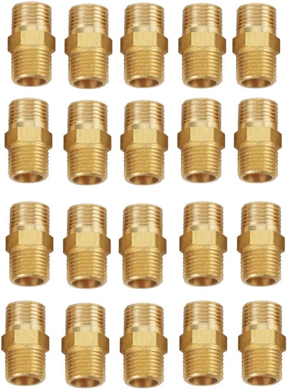 Dailygoods- Nippel 1/8 BSP - Messing - Set van 20 - Snelle adapter - Schroefdraad - Duurzaam - 2 cm lengte - Fittingen