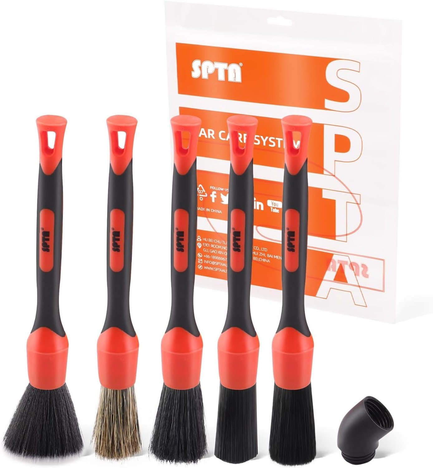 Set van 5 Auto Detail Borstels van Natuurlijke Haren