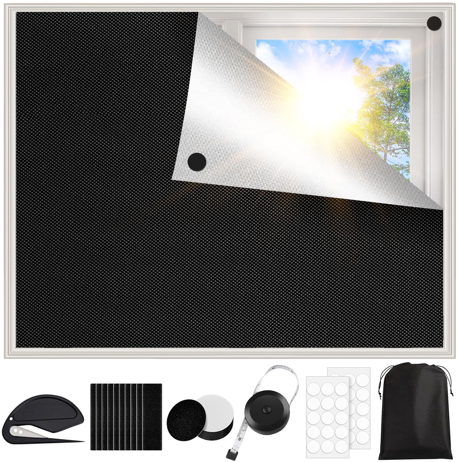 Blackout Rolgordijn 200 x 145 cm zonder Boren