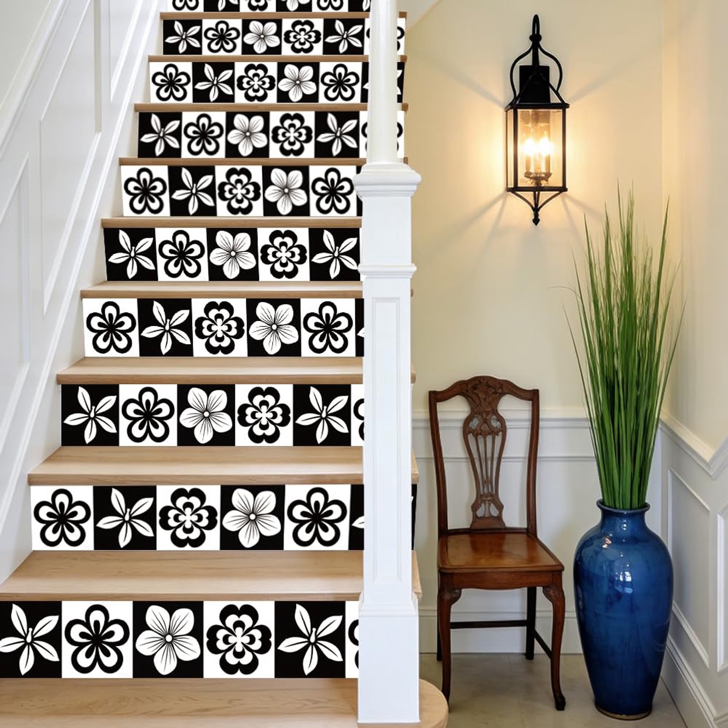 15 Stuks Wandstickers met Schaakbordpatroon - Zelfklevend Vinyl - 100x18 cm