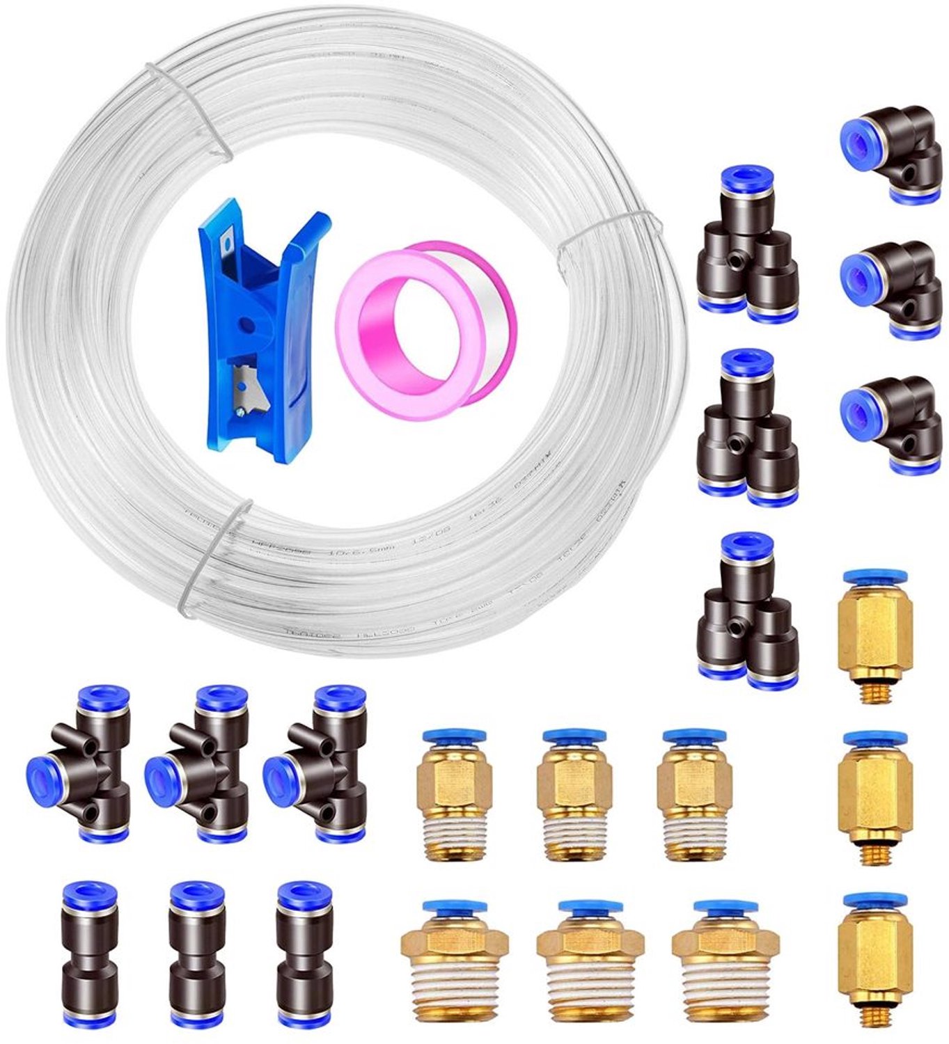 Pneumatische Slang 20 m - Transparante Persluchtslang - PU-slang - 8 mm x 5 mm - 21 Pneumatische Aansluitingen - Hoge Flexibiliteit