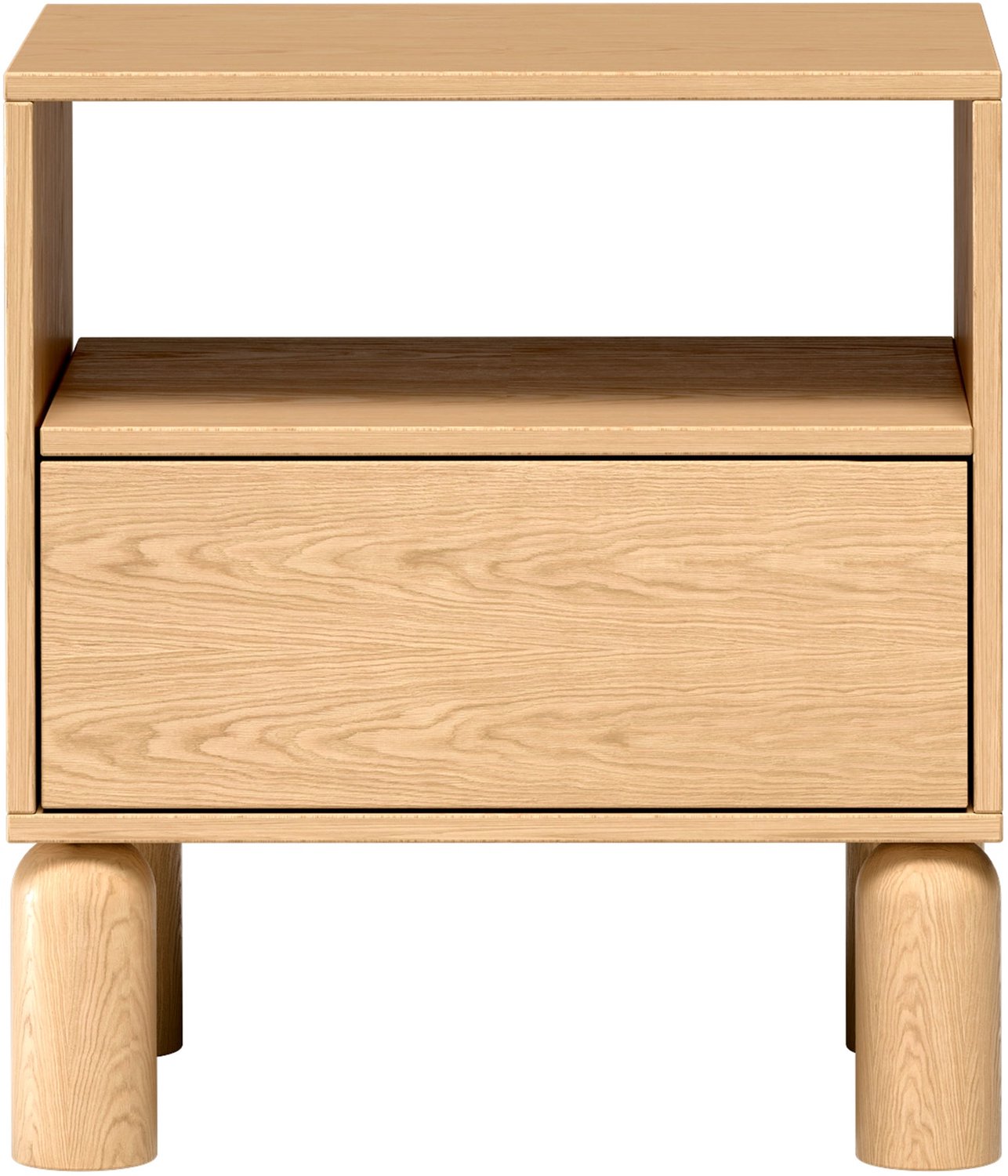 Selsey Sanden – Nachtkastje met 1 lade, bookmatch eiken, 54 cm