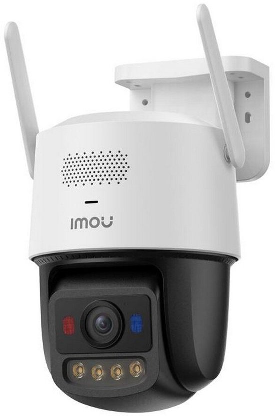 Witte Imou Titan Pro buiten-PTZ-camera met twee antennes, zwarte cameralens en vier infraroodlampen.
