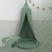 LILIMAUS Klamboe baby - bedhemel en hemeltje kinderkamer - mousseline katoen - 245 cm - groen