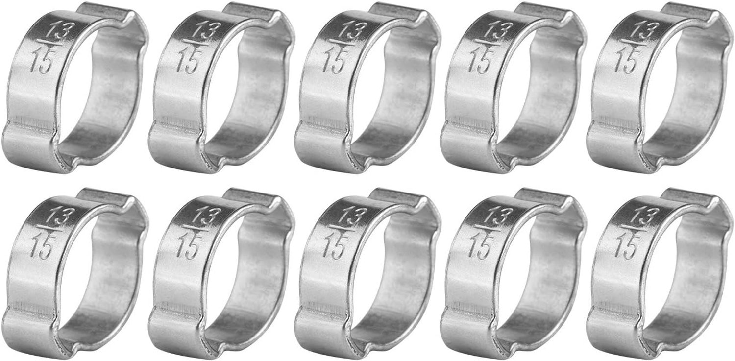10 stuks slangklemmen verstelbare roestvrijstalen slangklem (13-15 mm) - Vemera