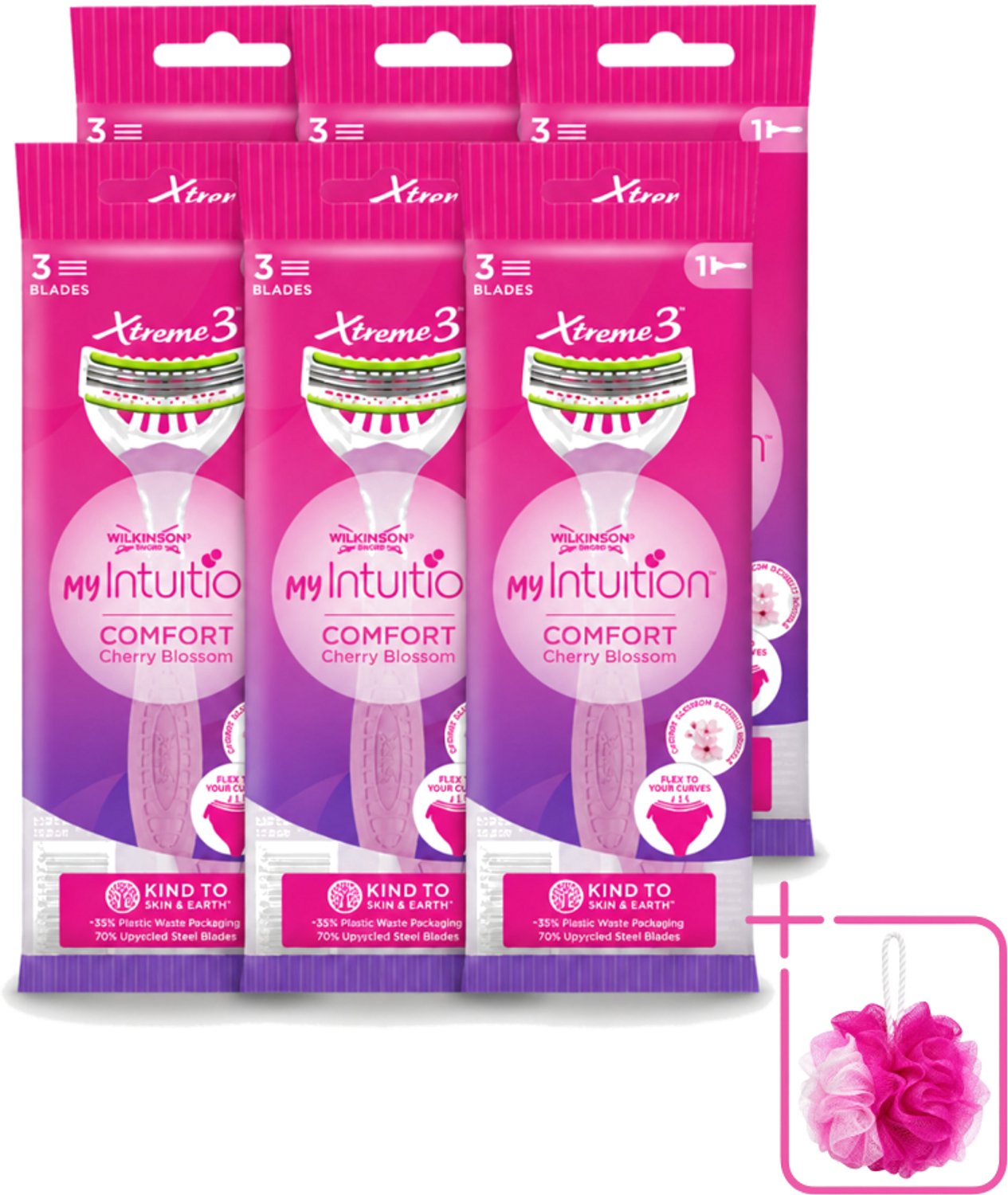 6 x Wilkinson - Wegwerpscheermesjes - Xtreme 3 My Intuition - Comfortabel - 1 scheermesje - Bulkverpakking - Scheermesje vrouwelijk - Douchemop - Wegwerpscheermesje