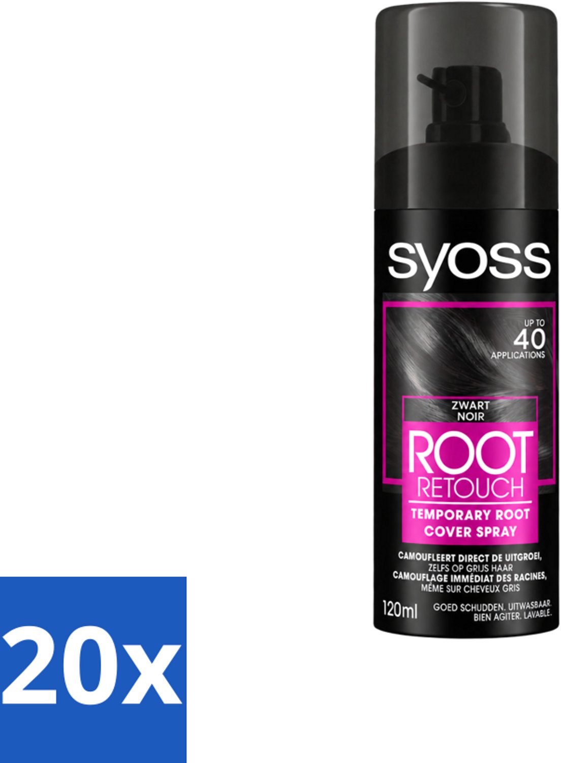 20 x SYOSS - Uitgroeispray Zwart - Uitgroeispray - Kleurbescherming - Directe Grijsdekking - Voordeelverpakking - 20 stuks