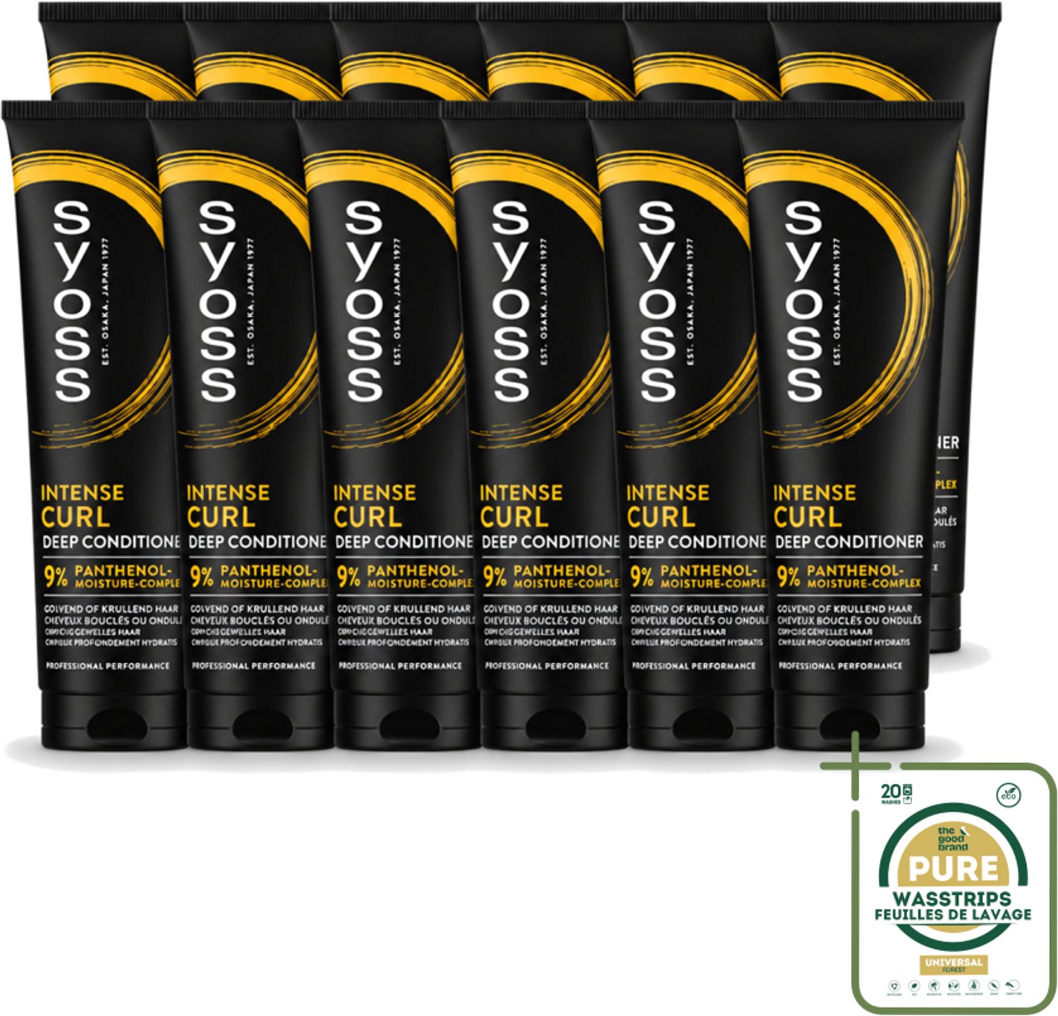 12 x Syoss - Intense Curls - Deep Conditioner - Elastische Krullen - 250 ml - Wasstrips - Krullen Verzorgen - Elastische Krullen - Kruldefinitie - Haar Verzorging - Hydraatatie