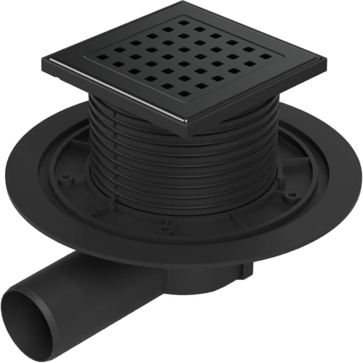 Vloerafvoer voor douche - 125 x 125 mm - Zwart met geurafsluiting