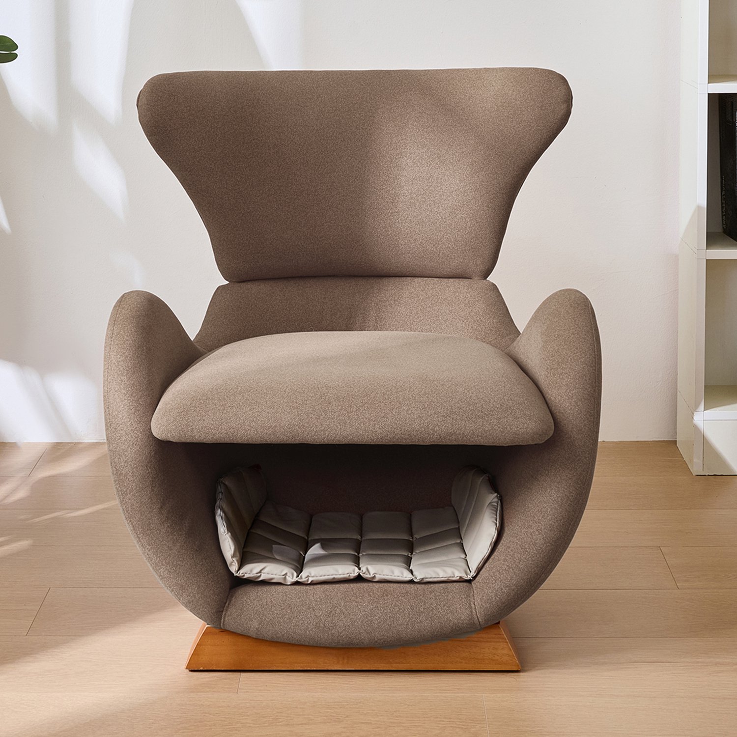 Welltin Fauteuil met kattenhol - krabvaste stof - massief houten frame - 150 kg - 66 x 69 x 76 cm - Bruin