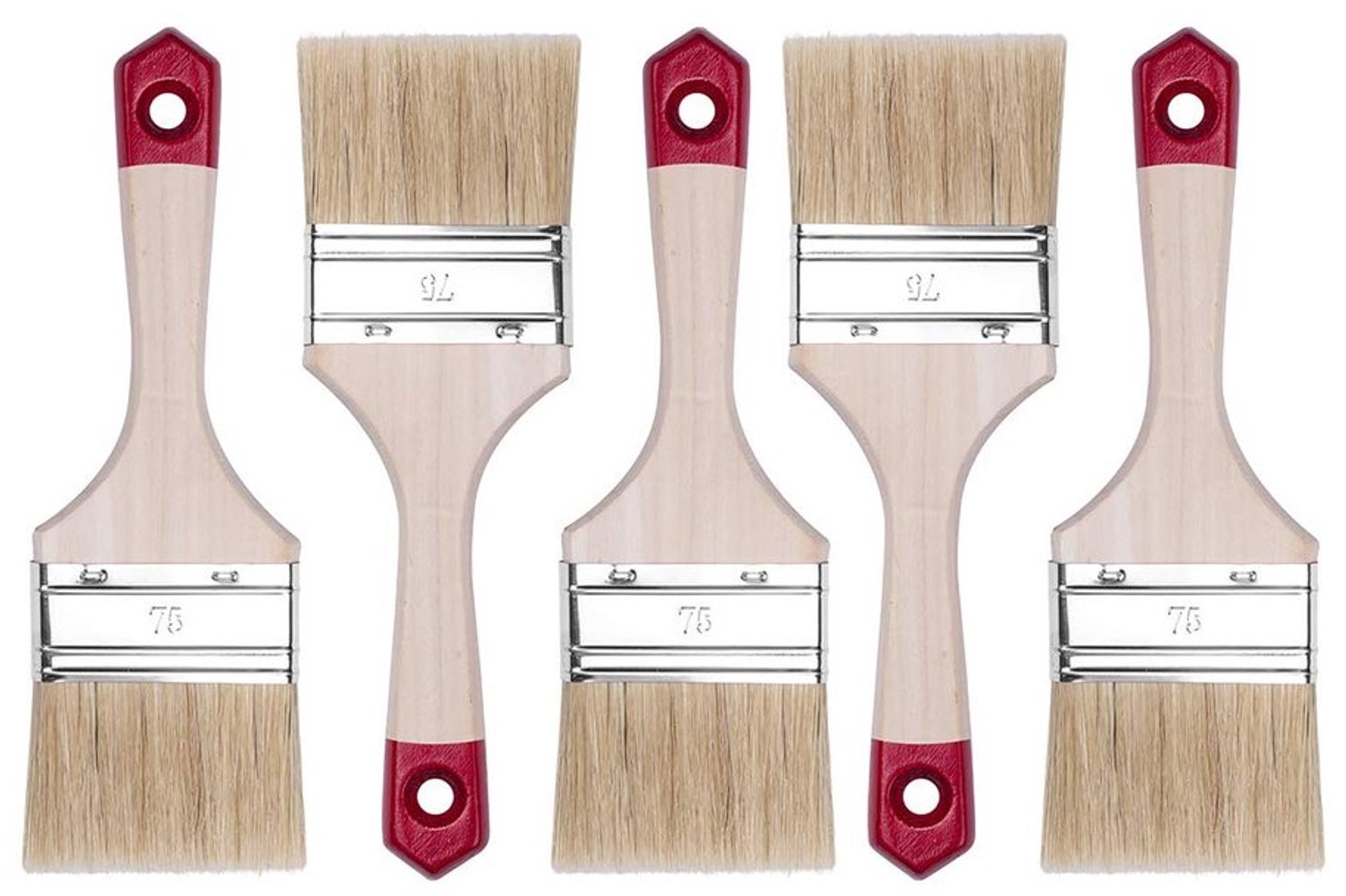 Set van 5 Platte Verfkwasten met Natuurlijke en Synthetische Haren