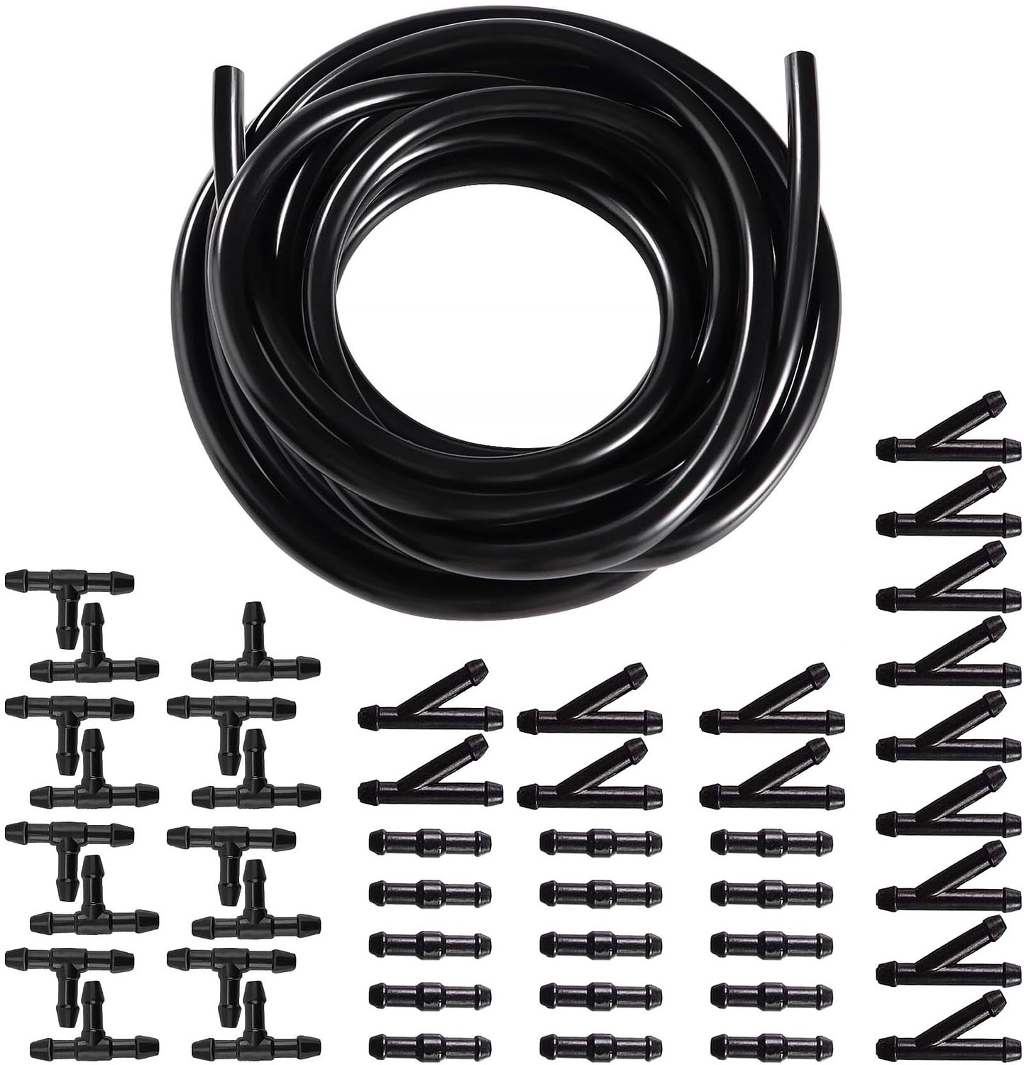 Ruitensproeierslang 4 meter - Reparatieset - Autoslang - Isolatieslang - Universele installatie - 45-delige slangverbinders - Wasslang