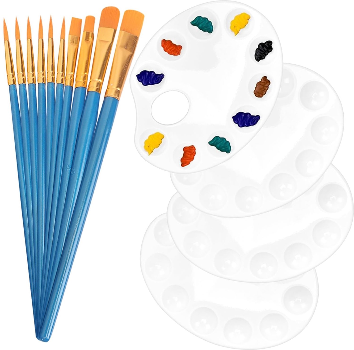4-Pack Plastic Kleurpaletten met 6 Pennen - Ideaal voor Waterverf en Acryl