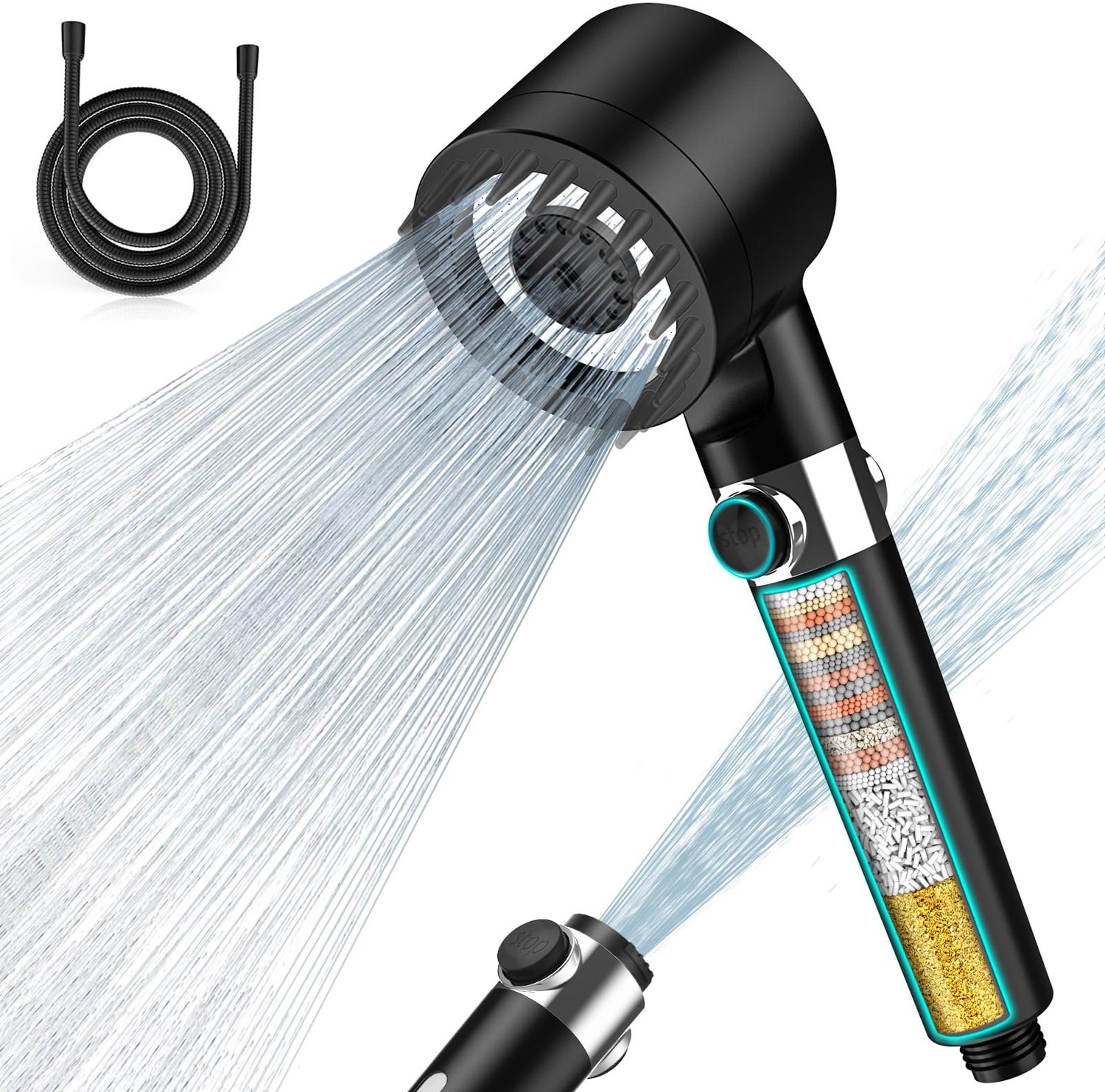 Handdouche met Filter en Hoge Druk, 3 Stralen