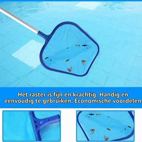 Schepnet voor zwembad, 150 cm, blad-skimmer net, fijnmazig reinigingsnet met 5 telescoopstangen, voor zwembad, vijver, fontein, aquarium — afbeelding 5