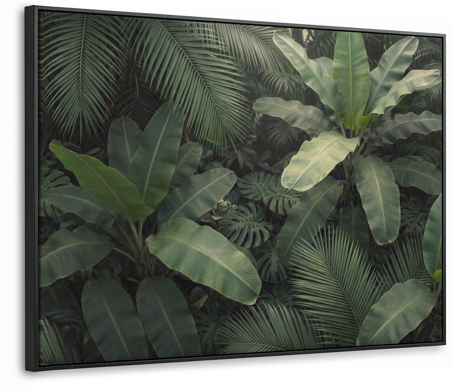 Canvas Schilderij met Baklijst - Bladeren - Groen - Tropisch - Natuur