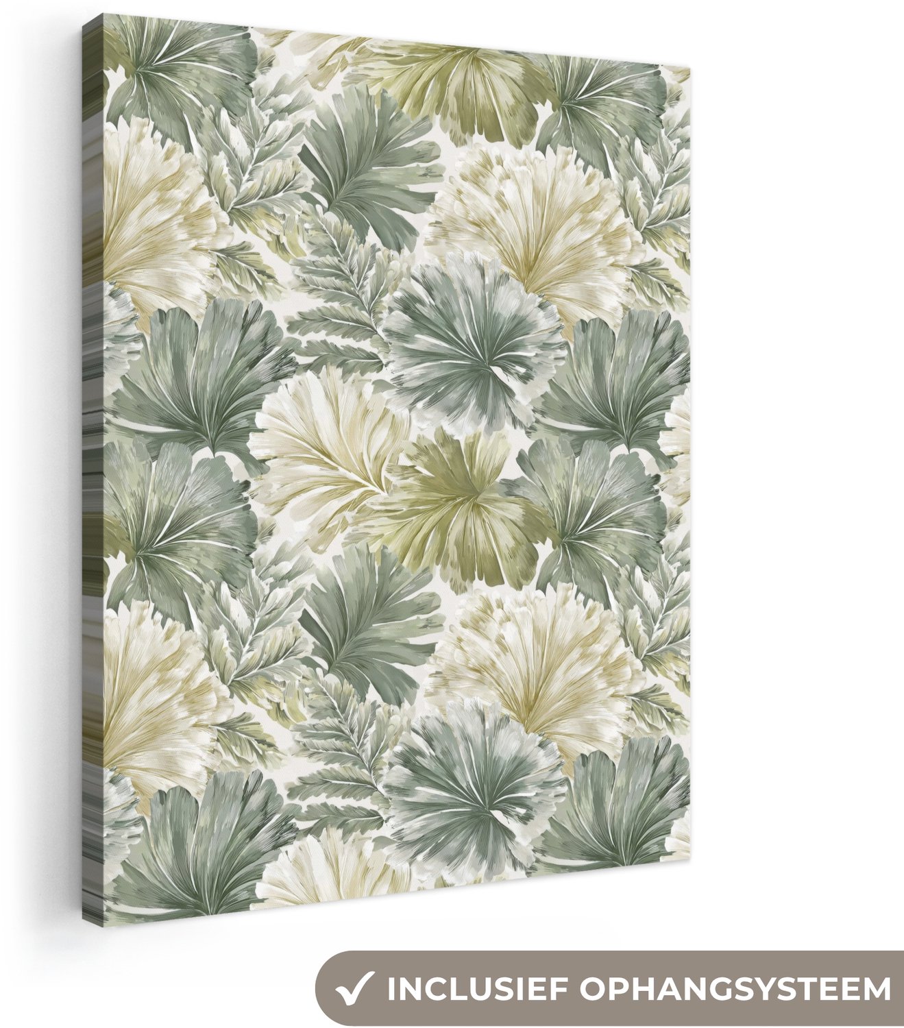 Canvas schilderij 30x40 cm - Exclusieve wanddecoratie Bladeren - Botanisch - Groen - Muurdecoratie woonkamer - Slaapkamer decoratie - Kamer accessoires - Schilderijen op canvas