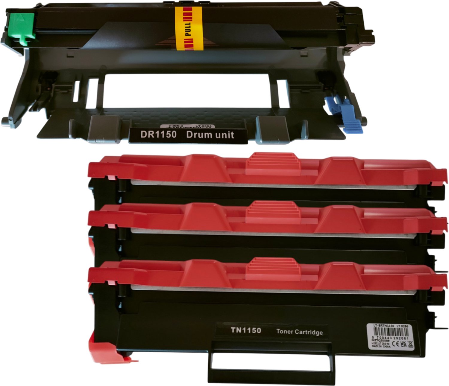 KATRIZ® huismerk Drum DR1150 & Toner TN1150 (3x) | Geschikt voor Brother DCP-L1640DW / Brother DCP-L1640W / Brother DCP-L1660W / Brother HL-L1240