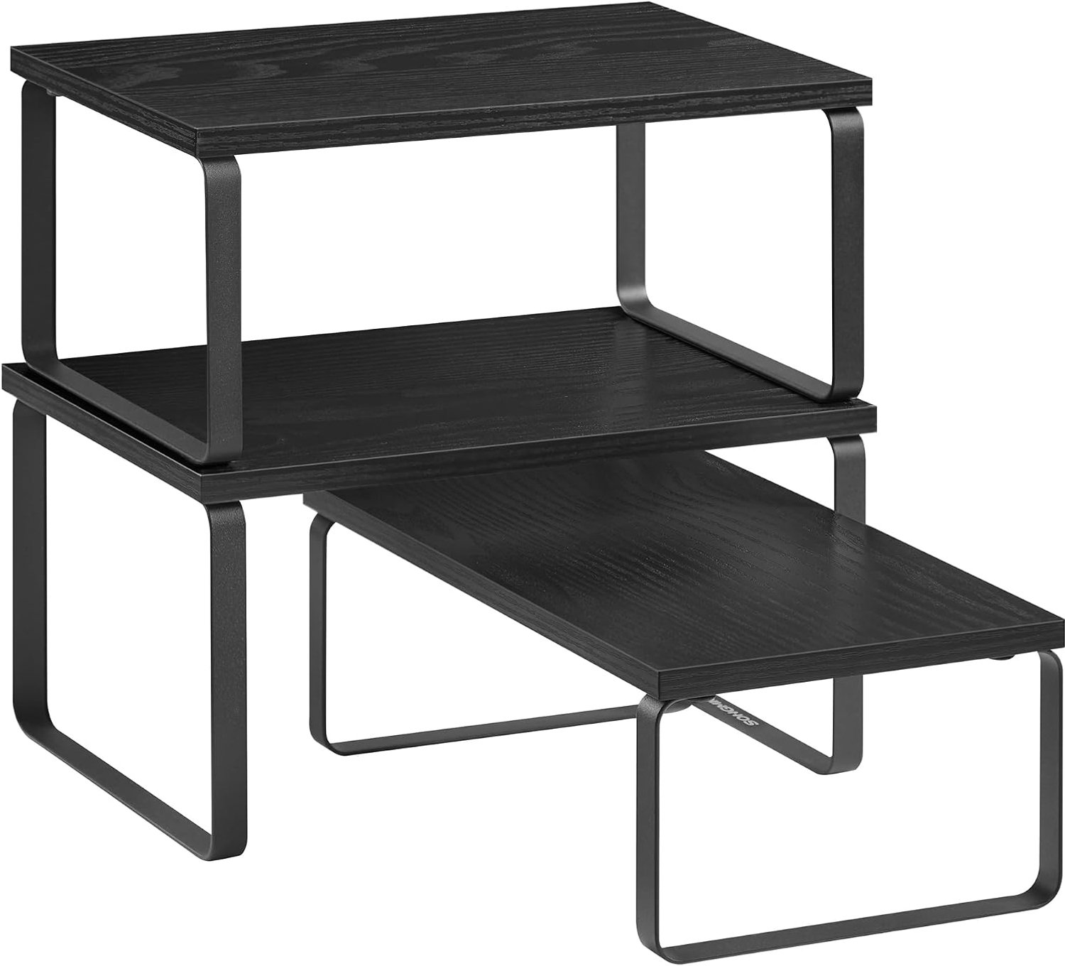 SONGMICS Kruidenrek Set van 3 - Stapelbaar & Uitbreidbaar Metaal/Hout