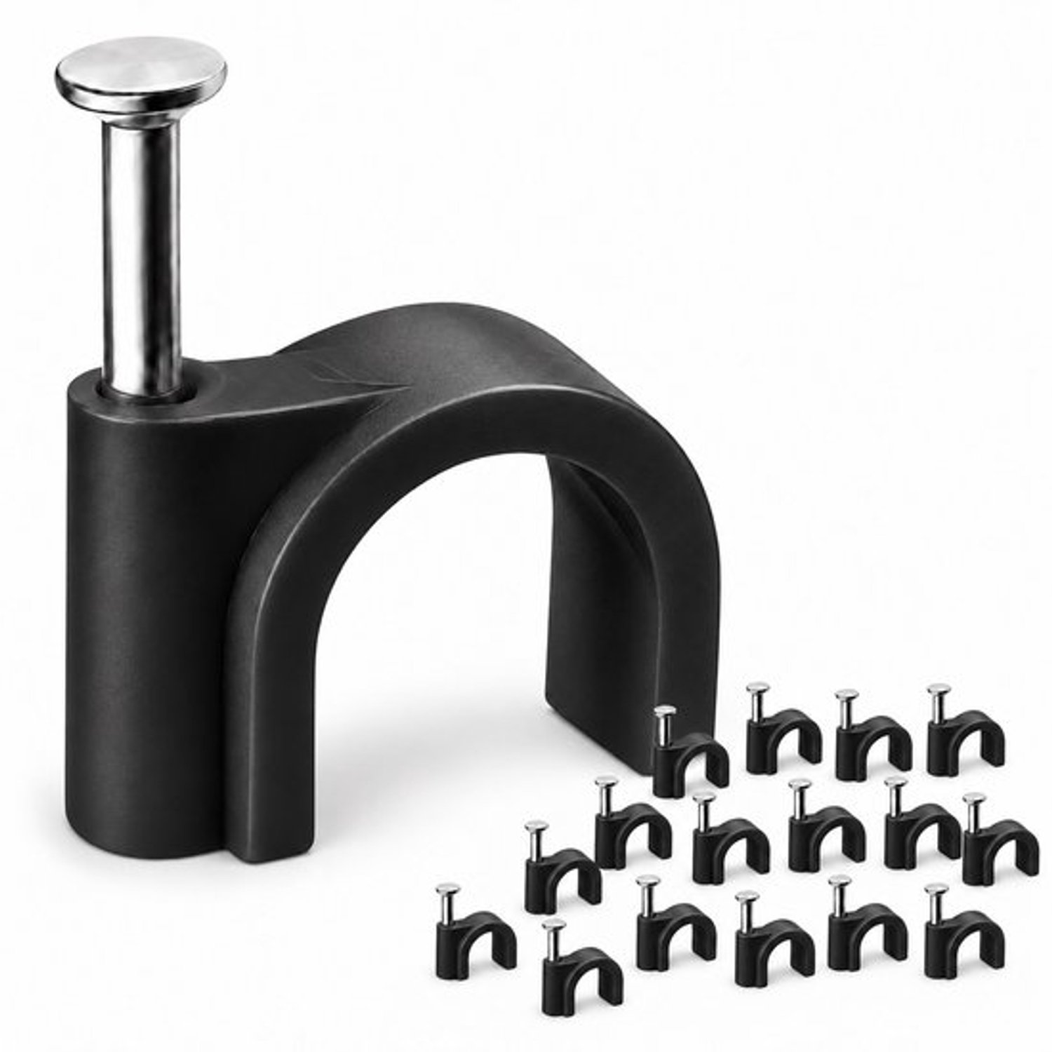 Consumerce® Kabelklem met Spijker - 10mm - 200 Stuks - Zwart - Kabel Organiser - Kabelclips - Kabelhouder - Kabelorganizer - Bureau Management Clips - Spijkerclips - Kabels Opbergen - Houders