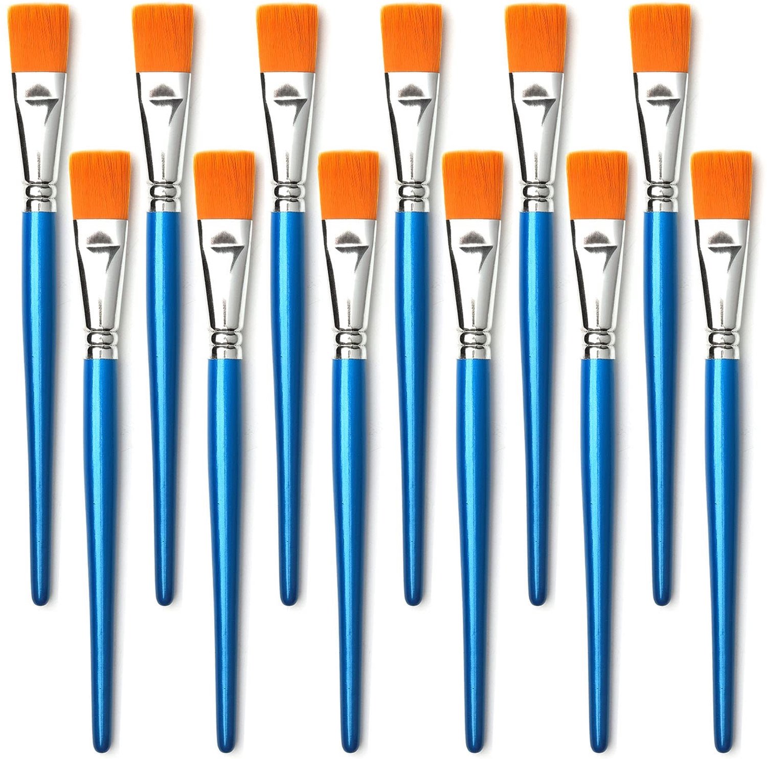 Set van 12 Platte Acrylborstels voor Schilderen