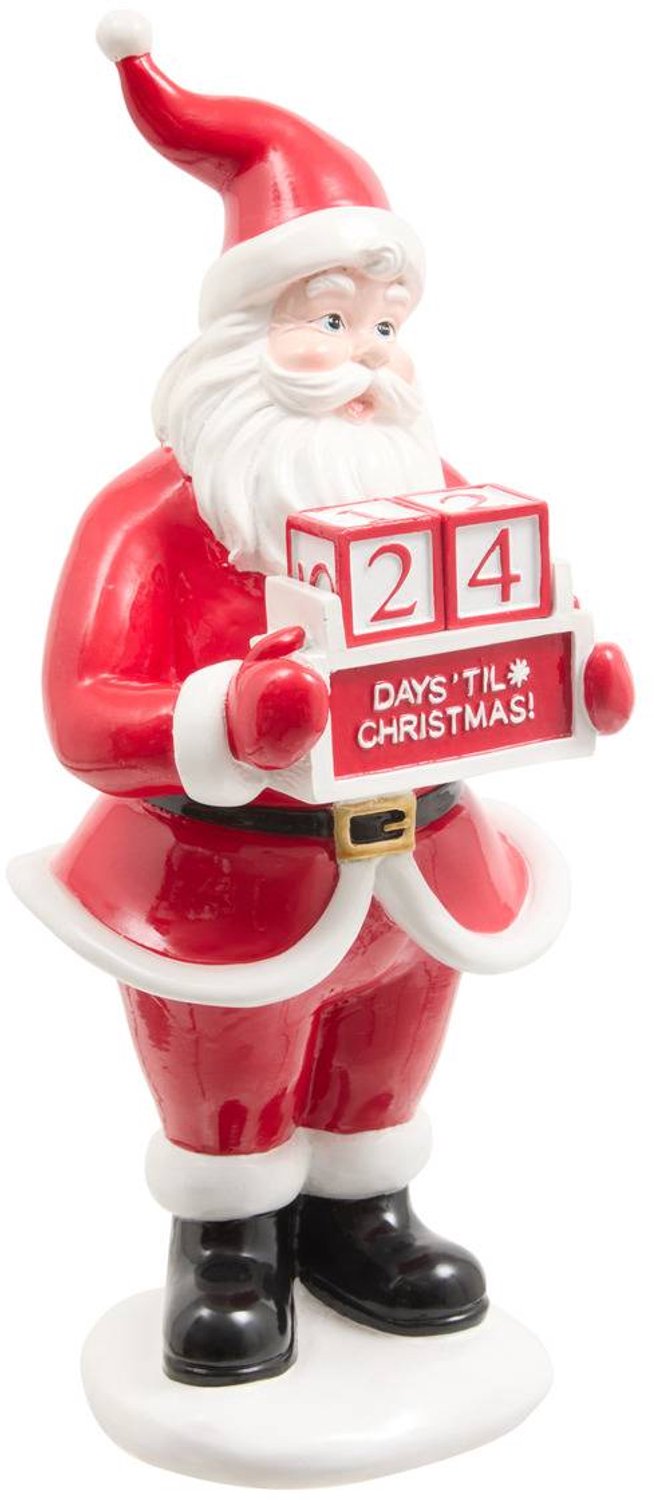 Feeric lights & Christmas Calendrier de l'Avent Père Noël en résine H. 34 cm Rouge
