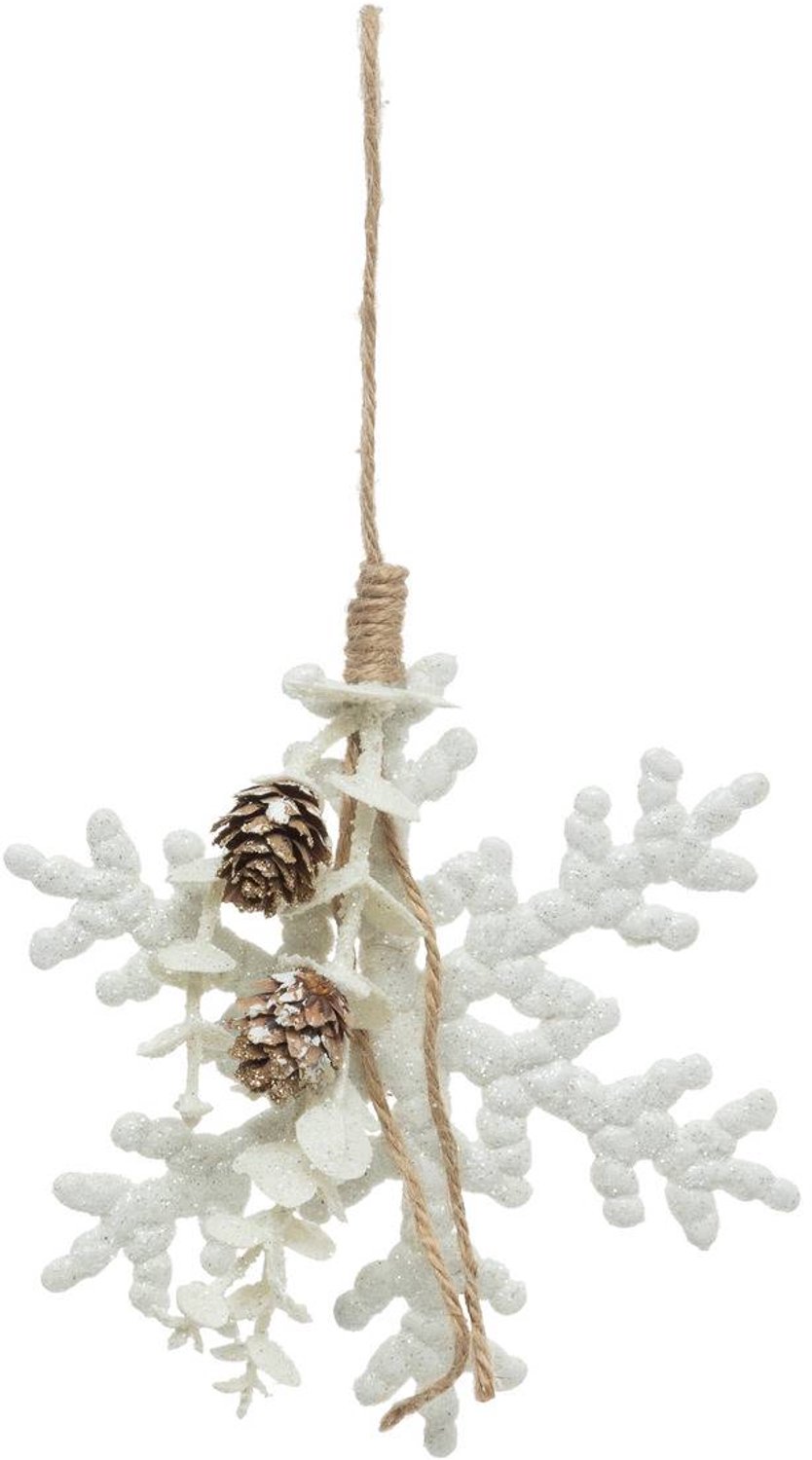 Feeric lights & Christmas Kerst-sneeuwvlok van wit plastic in de vorm van een dennenappel, 15 cm Transparent