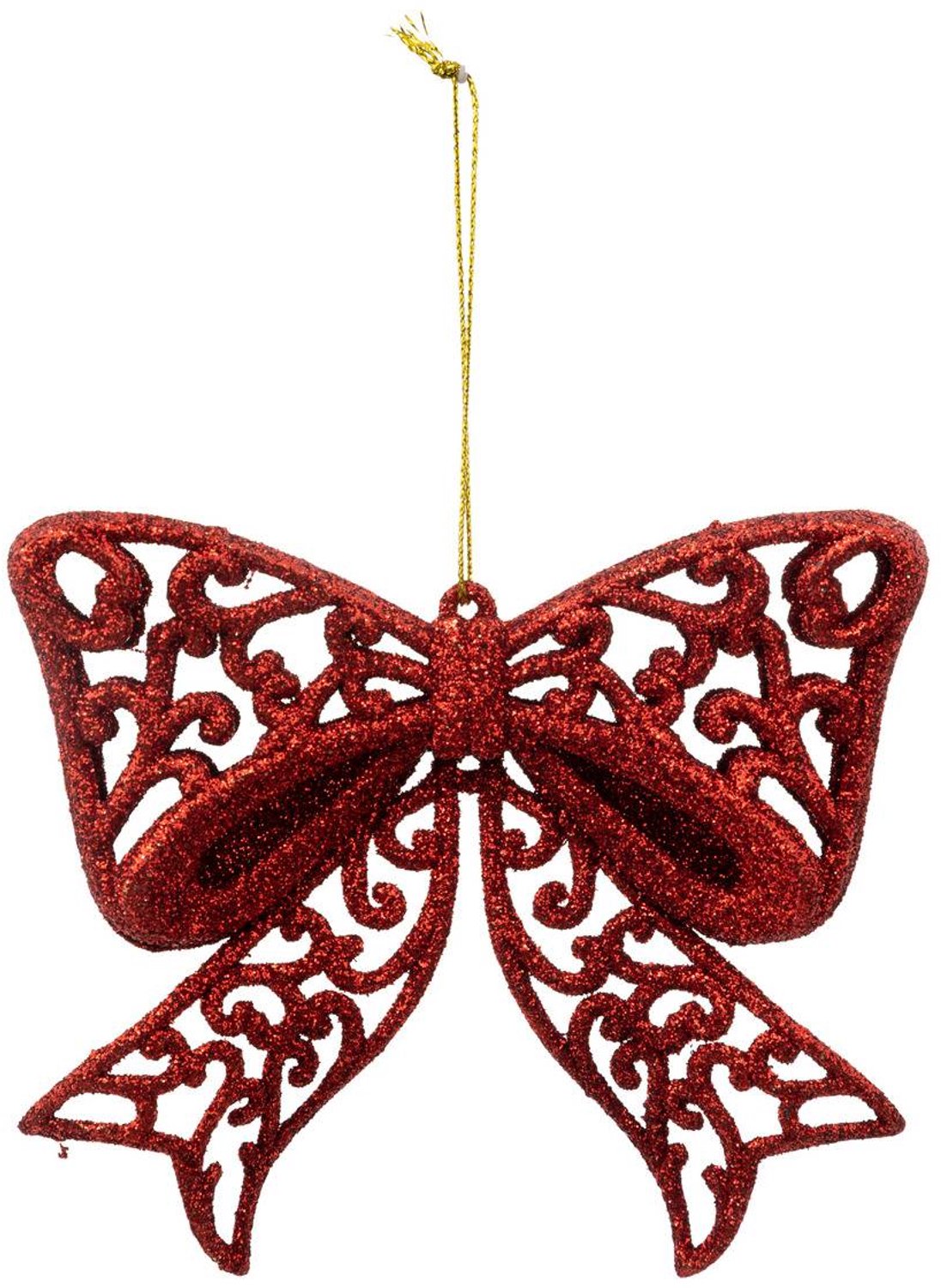 Feeric lights & Christmas Rode, opengewerkte plastic kerstknoop, 10 cm Rouge