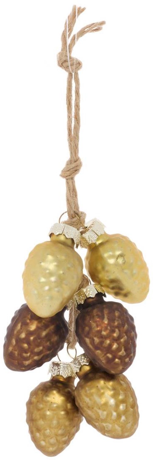 Feeric lights & Christmas Kerstboomversiering: trosje dennenappels van verguld glas, 11 cm Dore