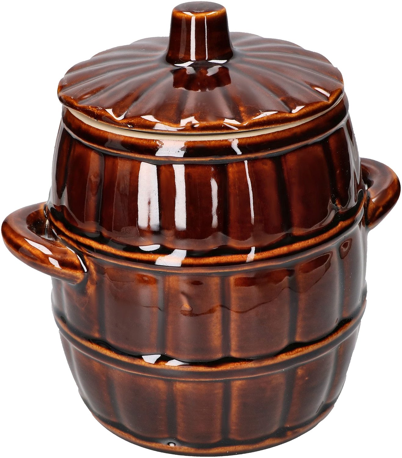 KOTARBAU® Fermentatiepot 3,2 liter - Zuurkoolpot met Deksel Keramische Fermentatiepot - voor Zuurkool - Kimchi - Komkommers en Fruit - Bruin