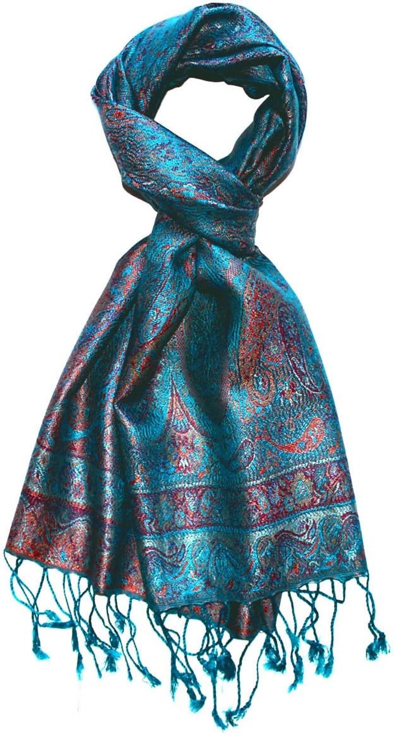 Zijden Sjaal Heren - Paisley Patroon, Turquoise, 35x160 cm