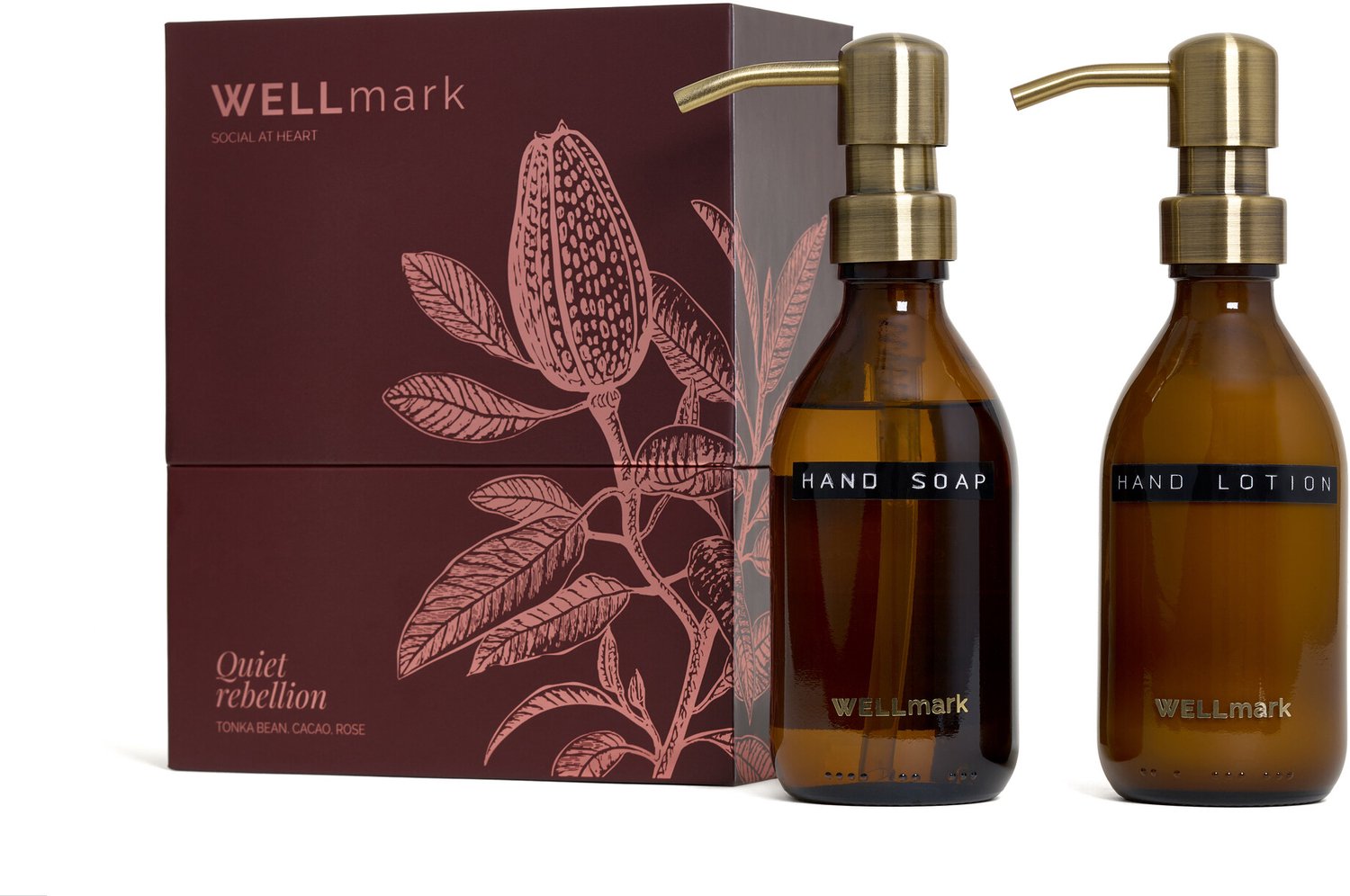 Wellmark giftbox hand care: handzeep 250ml + handlotion 250ml - quiet rebellion burgundy