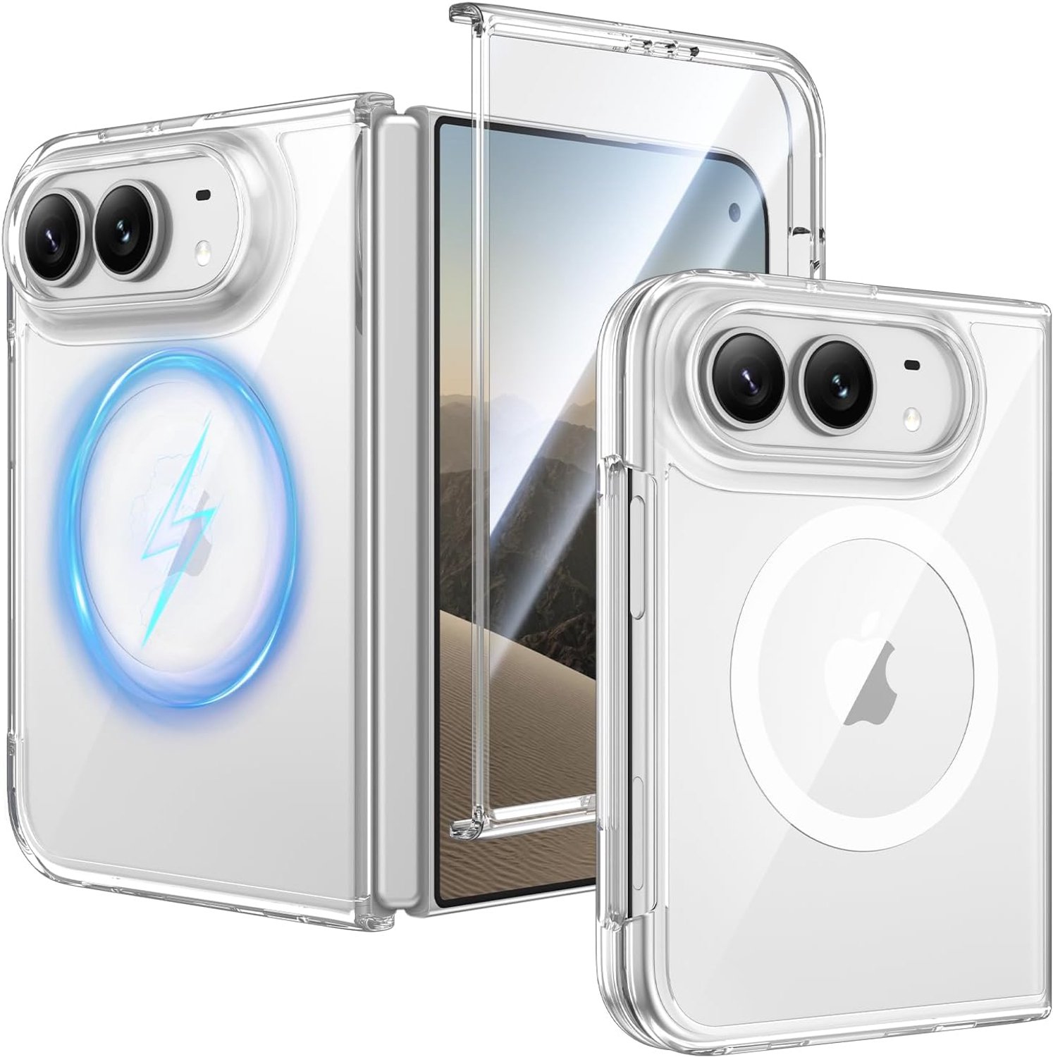 Zandarix Hoesje Geschikt voor Apple iPhone Duo - Geschikt voor Mag - Met Ingebouwde Screenprotector - Mat - Schokbestendig - Back Cover Hoesje - Transparant