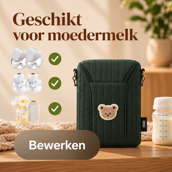 HSNL® Kolftas Donkergroen – Geïsoleerde Koeltas voor Borstvoeding en Moedermelk – Geschikt voor 2 Babyflessen – Kinderwagen Tas met Schouderband van hsnl — afbeelding 2