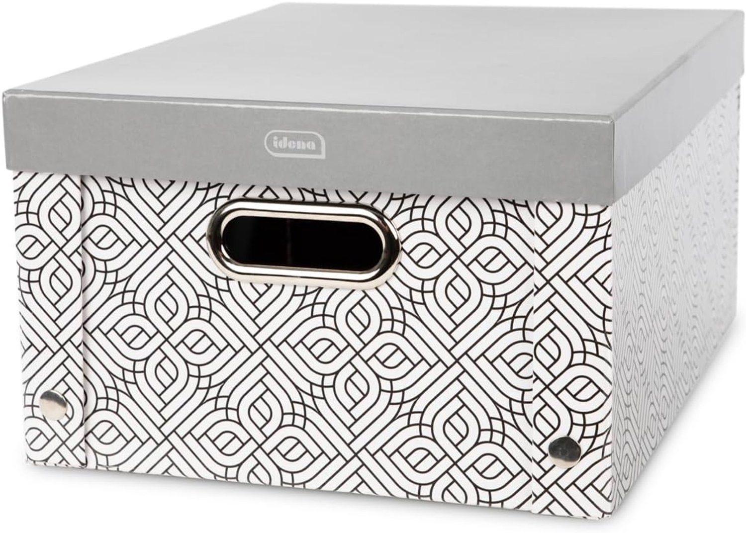 Idena Opbergbox met Deksel & Handgrepen - Grijs Patroon