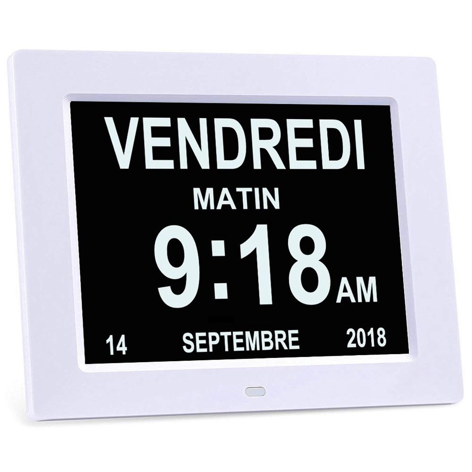 Digitale Kalender Dagklok 8 Inch LCD-scherm Senioren Visueel Gehandicapten Wit