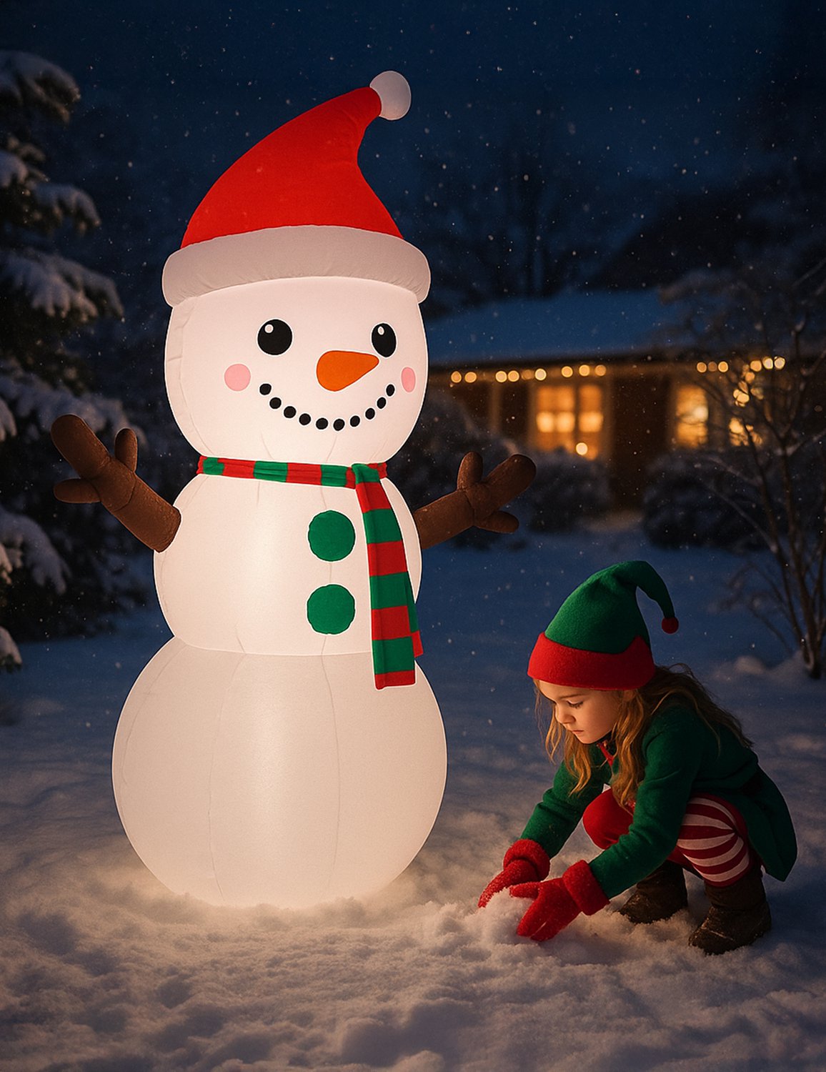 PTIT CLOWN - Opblaasbare en verlichte sneeuwpop 120 cm