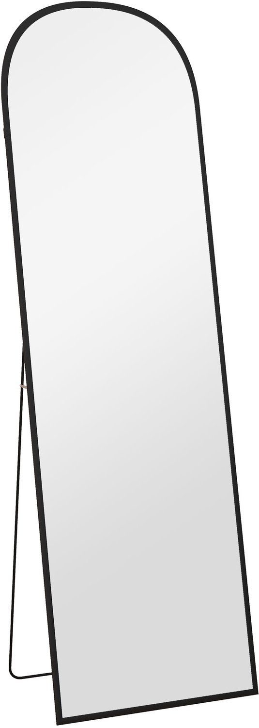 Homona Staande passpiegel met boogvorm - Vrijstaand of voor wandmontage - Met aluminium frame - 50 x 1,5 x 161,5 cm - Zwart