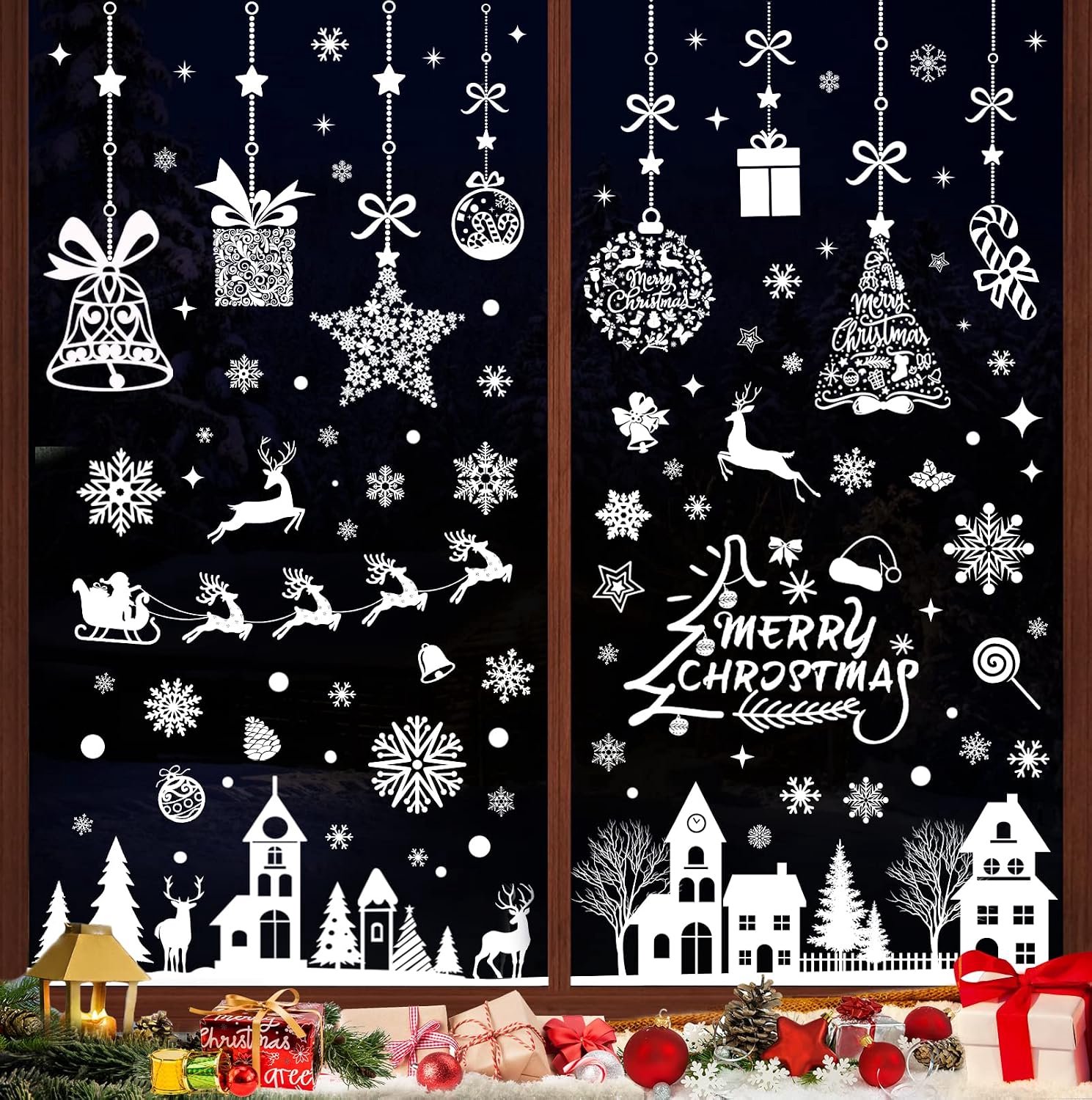 193x Kerst Raamstickers Wit Zelfklevend - Herbruikbaar PVC Sneeuwvlokken