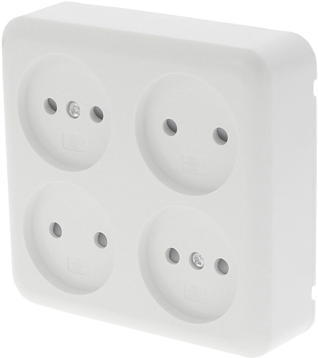 Q-LINK - Wandcontactdoos - Opbouw - 4-voudig Stopcontact - Kinderbeveiliging - Polarwit