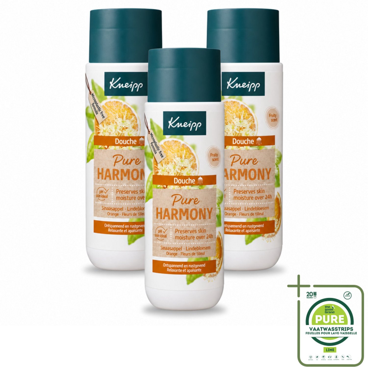 3 x Kneipp - Douchegel - Oranje lindebloesem - 200 ml - Grootverpakking - Vaatwasstrips - Douchegel - Natuurlijke Reiniging - Ontspanning - Balans - Geurbeleving