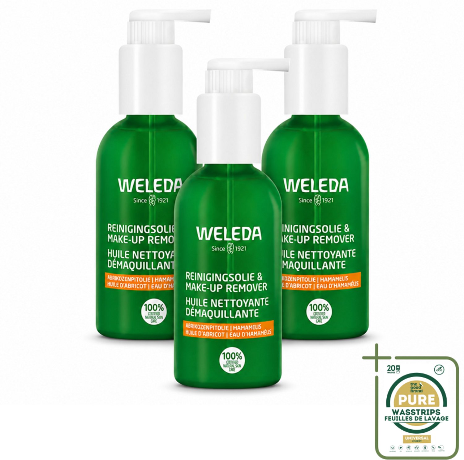 3 x WELEDA - Reinigingsolie & Make‑up Remover - 150 ml - Wasstrips - Make-up Verwijderen - Gezichtsreiniging - Oogmake-up Verwijderen - Natuurlijke Reiniging - Gezichtsverzorging