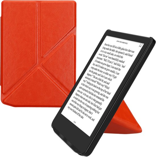 kwmobile e-reader hoesje geschikt voor Pocketbook Verse/Verse Lite/Pro/Color/Vivlio Light HD hoes - Ereader flip case met standaard - E reader cover van kunstleer - In oranje — afbeelding 4