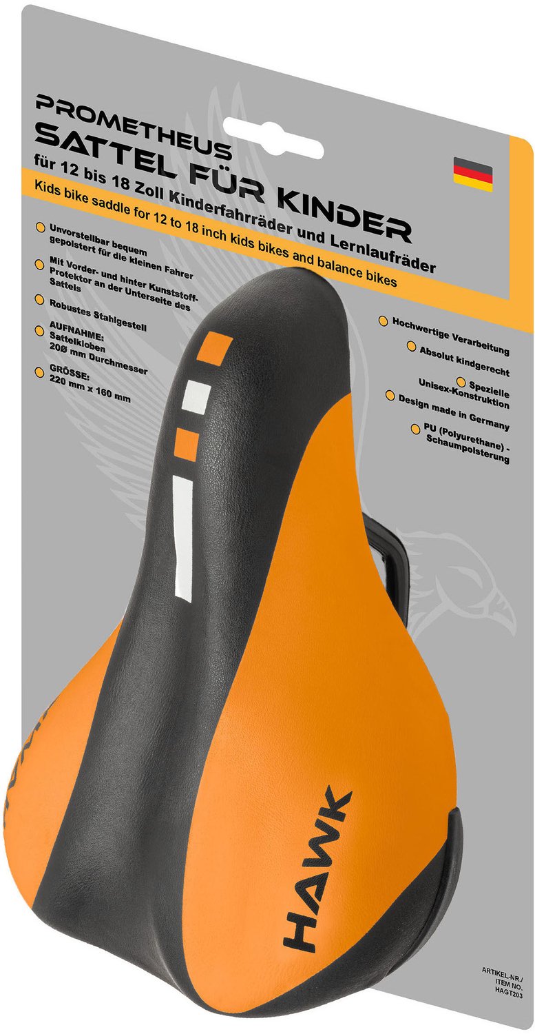 Kinderfietszadel - 12-14-16-18 inch - Met klem 22,2 mm - Oranje