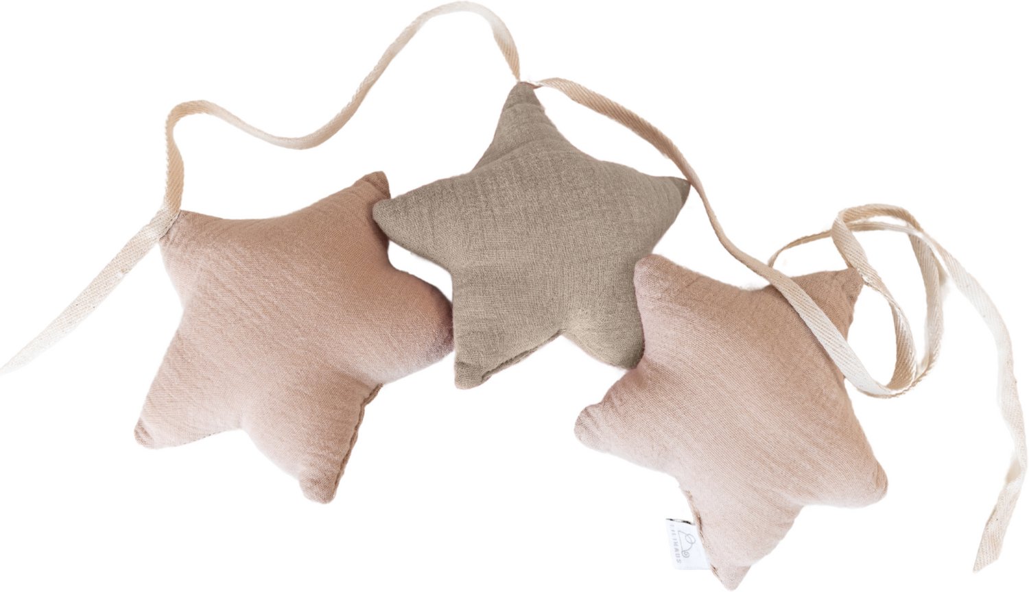 LILIMAUS Sterren slinger kinderkamer - stoffen slinger van mousseline katoen - 300 cm - lichtbeige en zachtroze