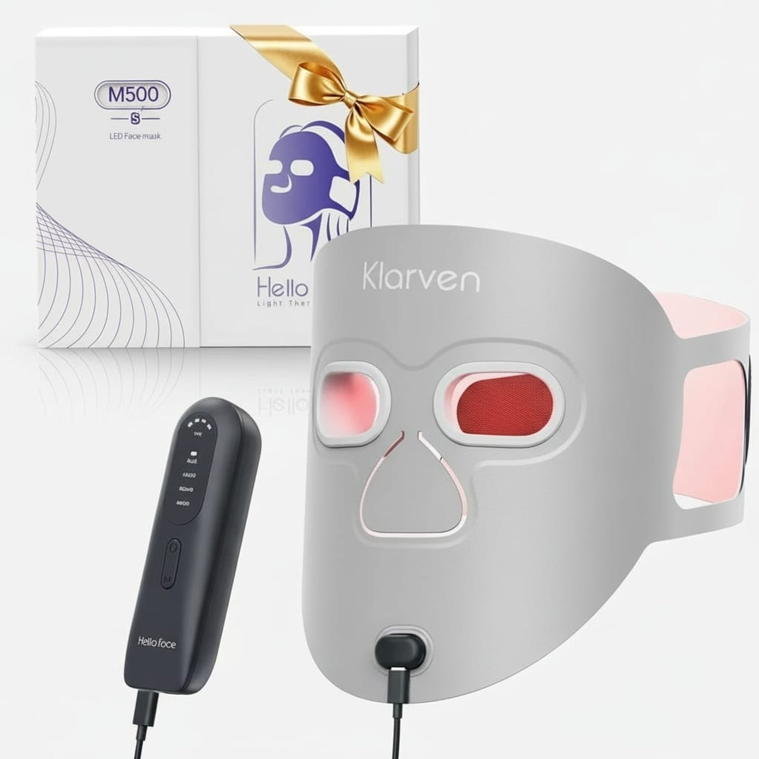 Klarven® Gezichtsmasker Rood Licht - Gezichtsmaskers Verzorging - Near-Infrarood Therapie - Lichttherapie voor Anti-aging Huidverzorging - Ultralicht - Face Mask