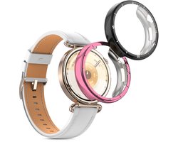 kwmobile 2x smartwatch hoes geschikt voor Huawei Watch GT6 41mm hoesje - Siliconen sporthorloge cover - Activity tracker case in zwart / poederroze